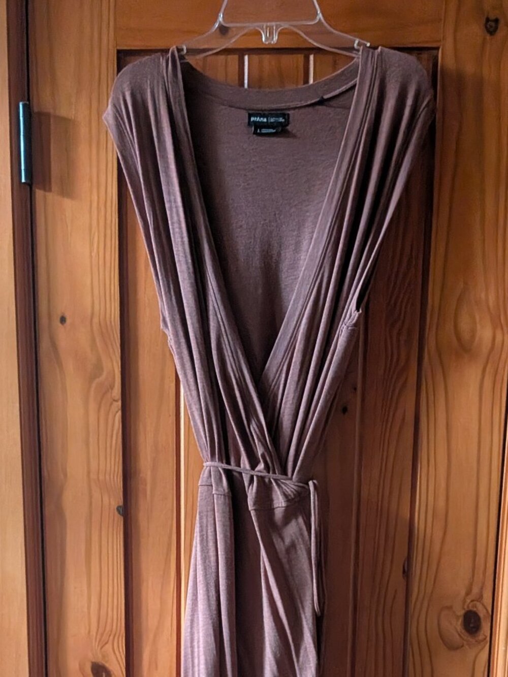 Prana Brown Jersey Wrap Dress-Size Size L